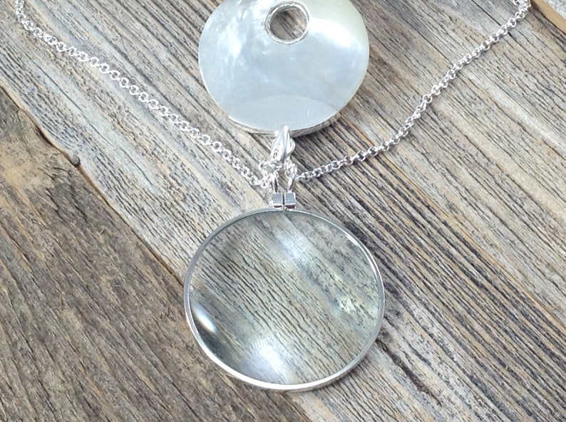 Magnifying Glass Necklace with Mother of Pearl and Sterling Etsy