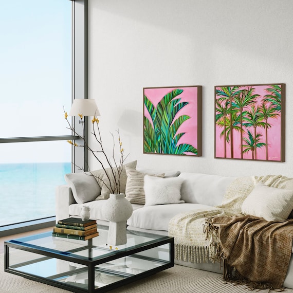 Original Painting, Original Palm Tree Painting, Wall Art, Hand Painted in the US, Pink Art, Desert Art, Any Size