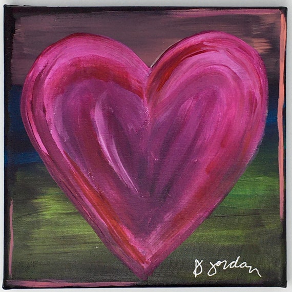 Original Painting, Abstract Heart, Wall Art, Hand Painted in US, Pink Art, Any Size