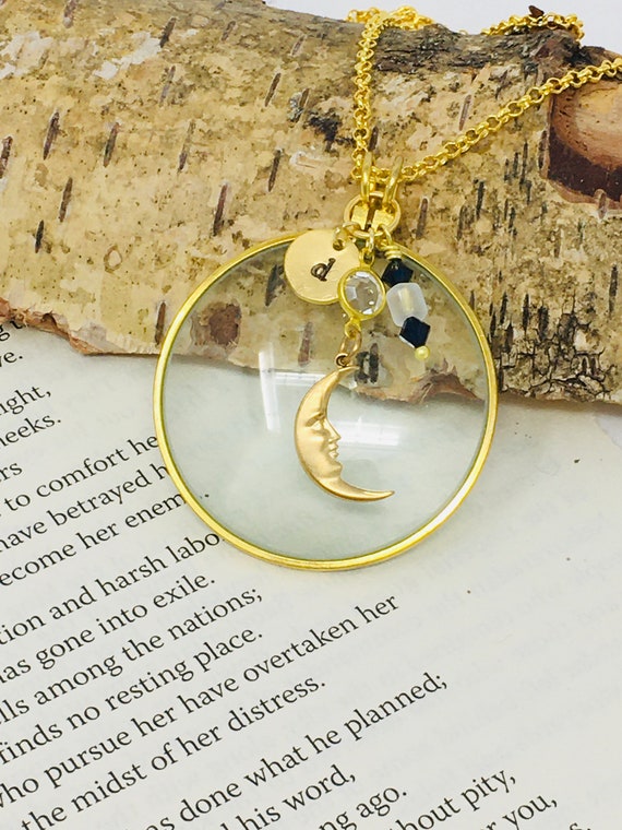 Gold Magnifying Glass Necklace, Gold Monocle Necklace, Made In USA