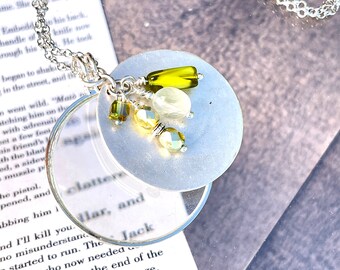 Magnifying Glass Necklace, Silver Monocle Necklace, Made In USA