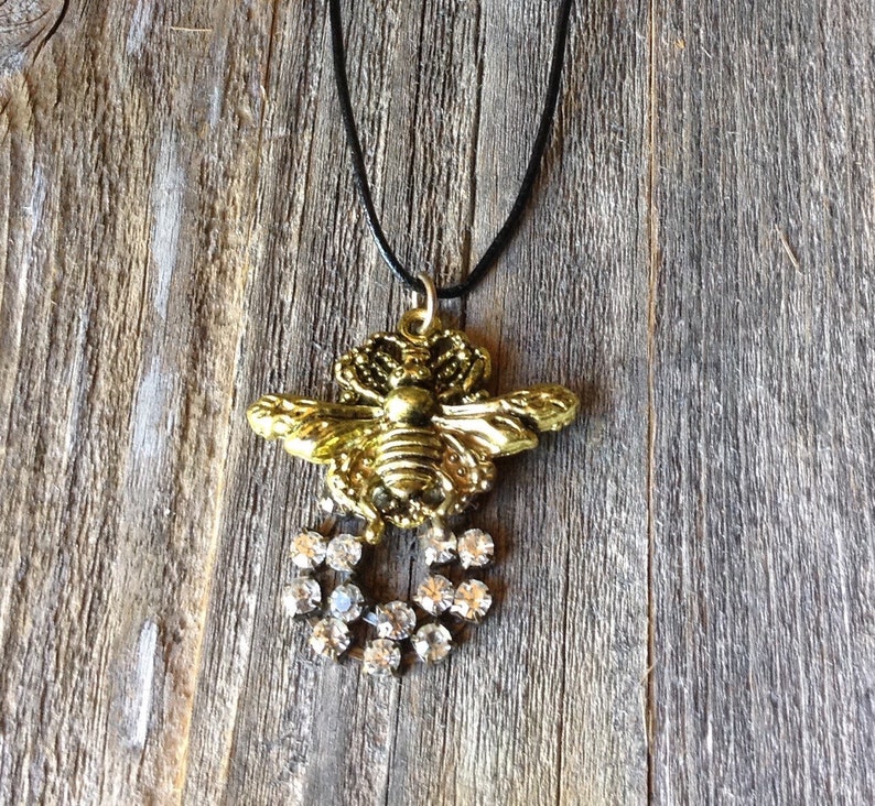 Bumble Bee and Rhinestone Necklace