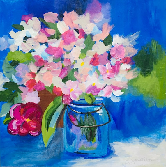 Original Painting, Original Floral Painting, Large Art, Hand Painted in US, Any Size