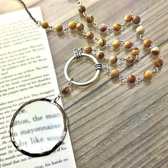 Magnifying Glass Necklace: Jasper and Sterling Silver Monocle