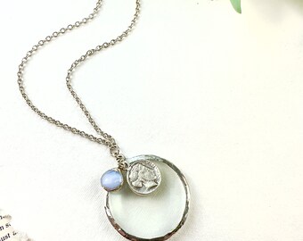 Magnifying Glass Necklace, Sterling Silver, Monocle Necklace, Made In the USA