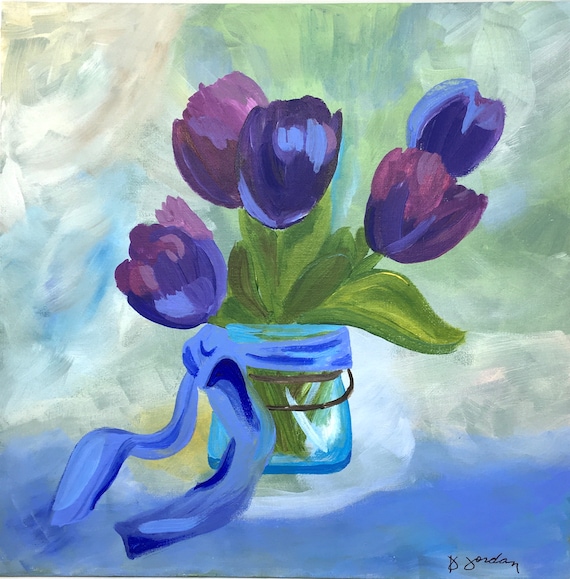 Original Painting, Original Tulip Painting, Wall Art, Hand Painted in US, Any Size