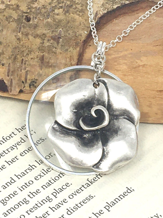 Sterling Silver Magnifying Glass Necklace Silver Monocle Necklace