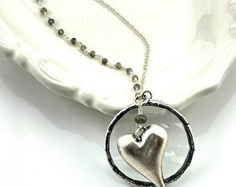 Magnifying Glass Necklace: Heart Pendant, USA Made