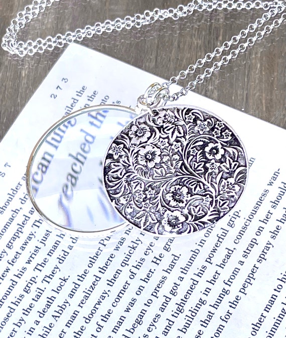 Sterling Silver Magnifying Glass Necklace, Sterling Silver Monocle Necklace, Made In the USA