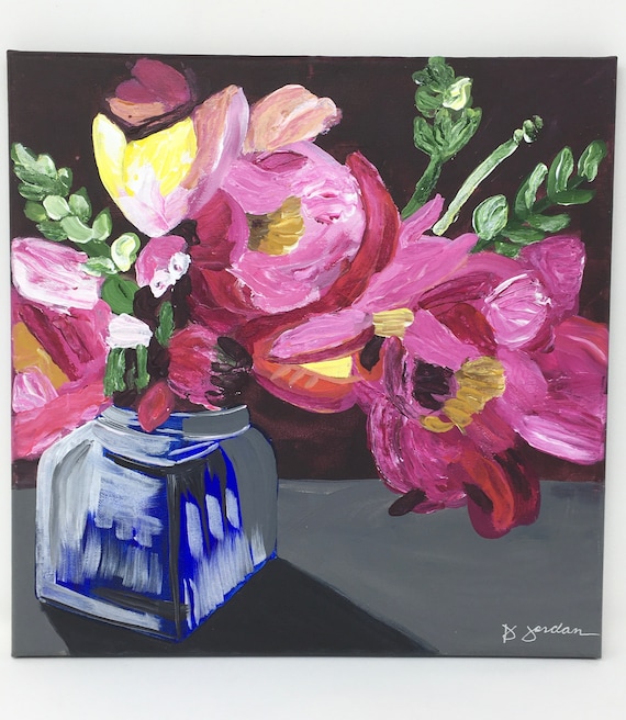 Original Painting, Original Floral Painting, Large Art, Hand Painted in the US, Any Size
