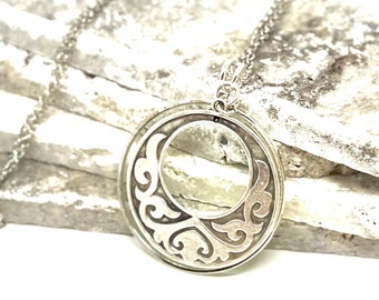 Magnifying Glass Necklace: 6X Monocle Pendant, 30" Chain