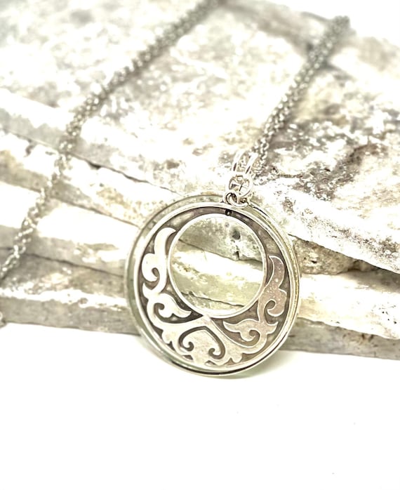 Sterling Silver Magnifying Glass Necklace: 6X Monocle Pendant, 30" Chain