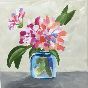 Original Floral Painting: Hand-Painted Acrylic Still Life