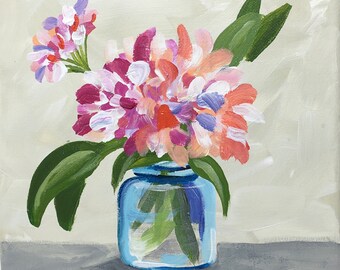 Original Painting, Original Floral Painting, Wall Art, Hand Painted in US, Any Size