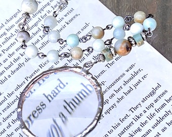 Magnifying Glass Necklace: Amazonite Gemstone Chain