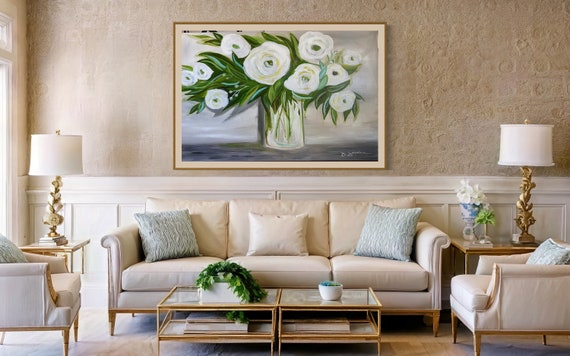 Original Painting, Original Floral Painting, Large Art, Hand Painted in US, Any Size