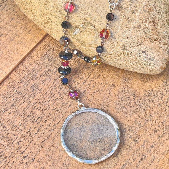 Sterling Silver Magnifying Glass Necklace, Made In the USA