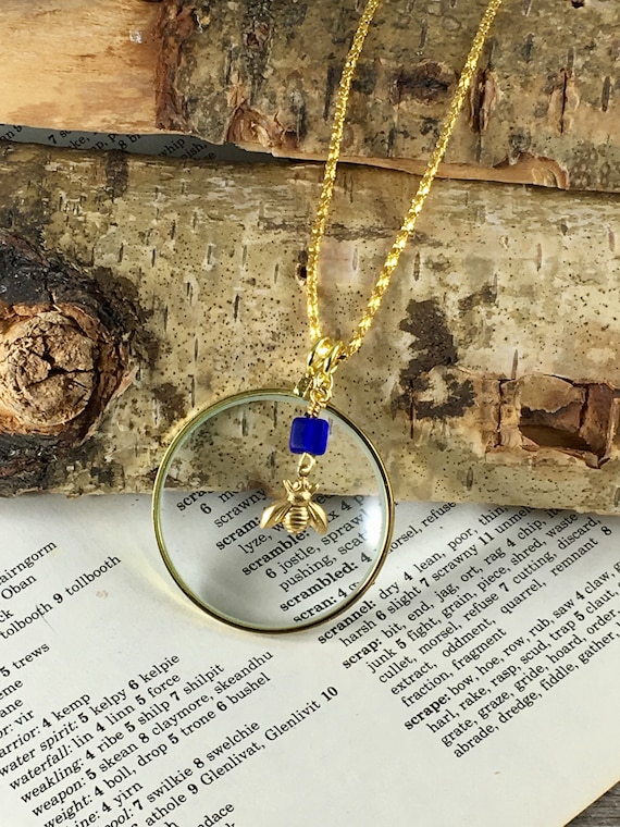 Gold Magnifying Glass Necklace, Gold Monocle Necklace, Made In USA