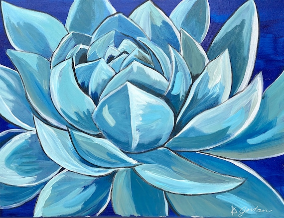 Original Painting, Original Succulent Painting, Wall Art, Hand Painted in US, Any Size