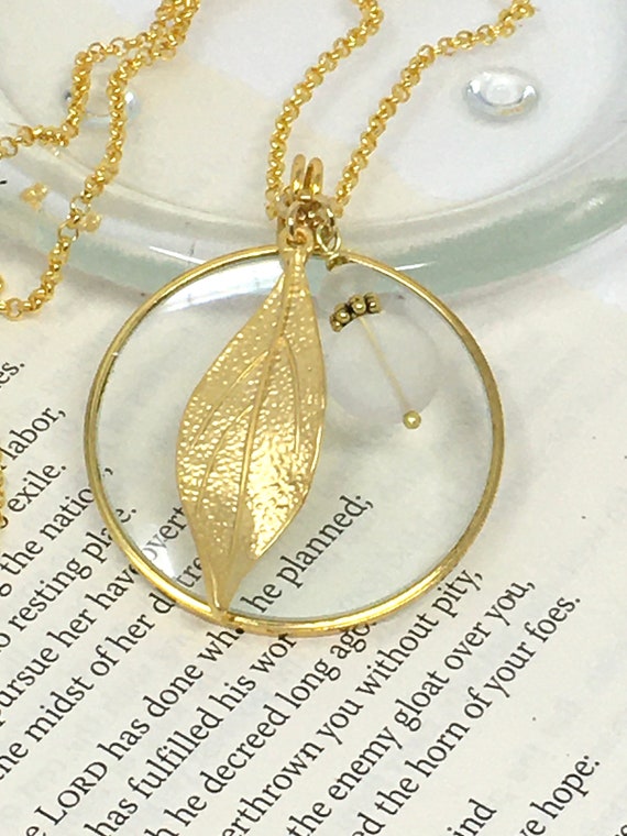 Gold Magnifying Glass Necklace, Gold Monocle Necklace, Made In USA