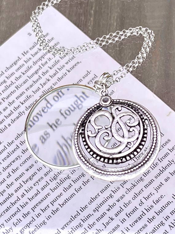 Sterling Silver Magnifying Glass Necklace, Silver Monocle Necklace, Made in the USA