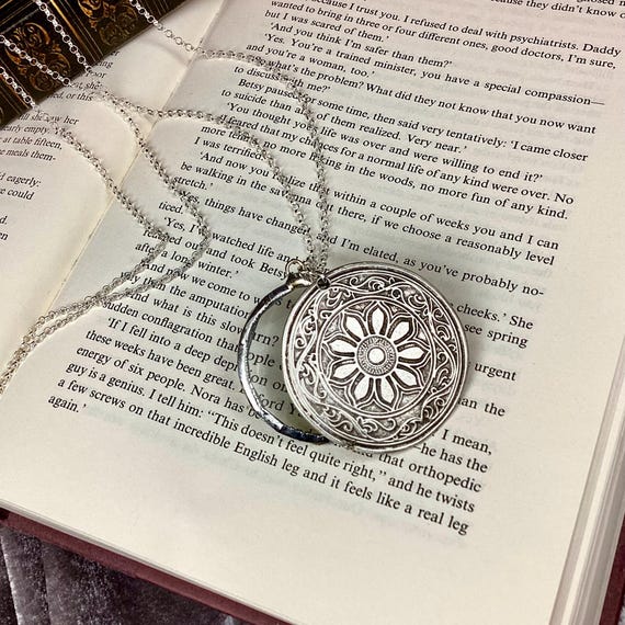 Sterling Silver Magnifying Glass Necklace: Floral Monocle Pendant