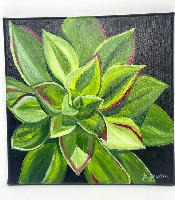 Original Succulent Painting, Large Art, Hand Painted in the US, Any Size
