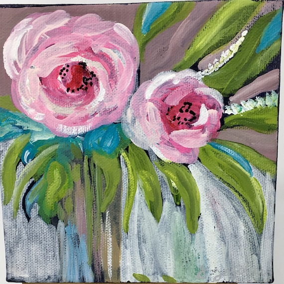 Original Painting, Original Floral Painting, Wall Art, Hand Painted in US, Any Size