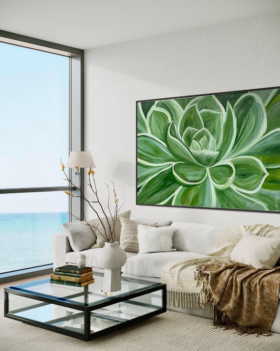 Original Painting, Original Succulent Painting, Large Art, Hand Painted in US, Any Size