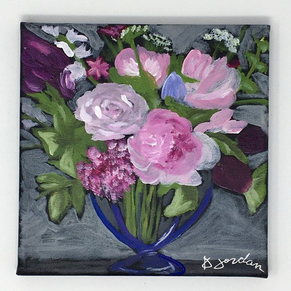 Original Painting, Original Floral Painting, Wall Art, Hand Painted in US, Pink Decor, Any Size