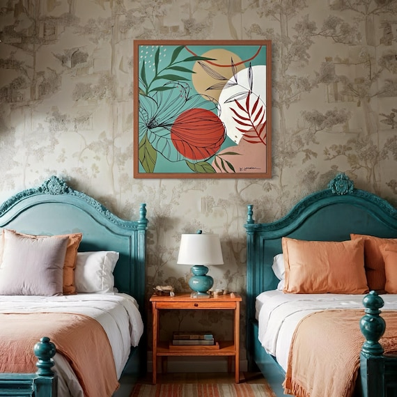 Original Boho Painting, Original Abstract  Painting, Large Art, Hand Painted in the US, Any Size