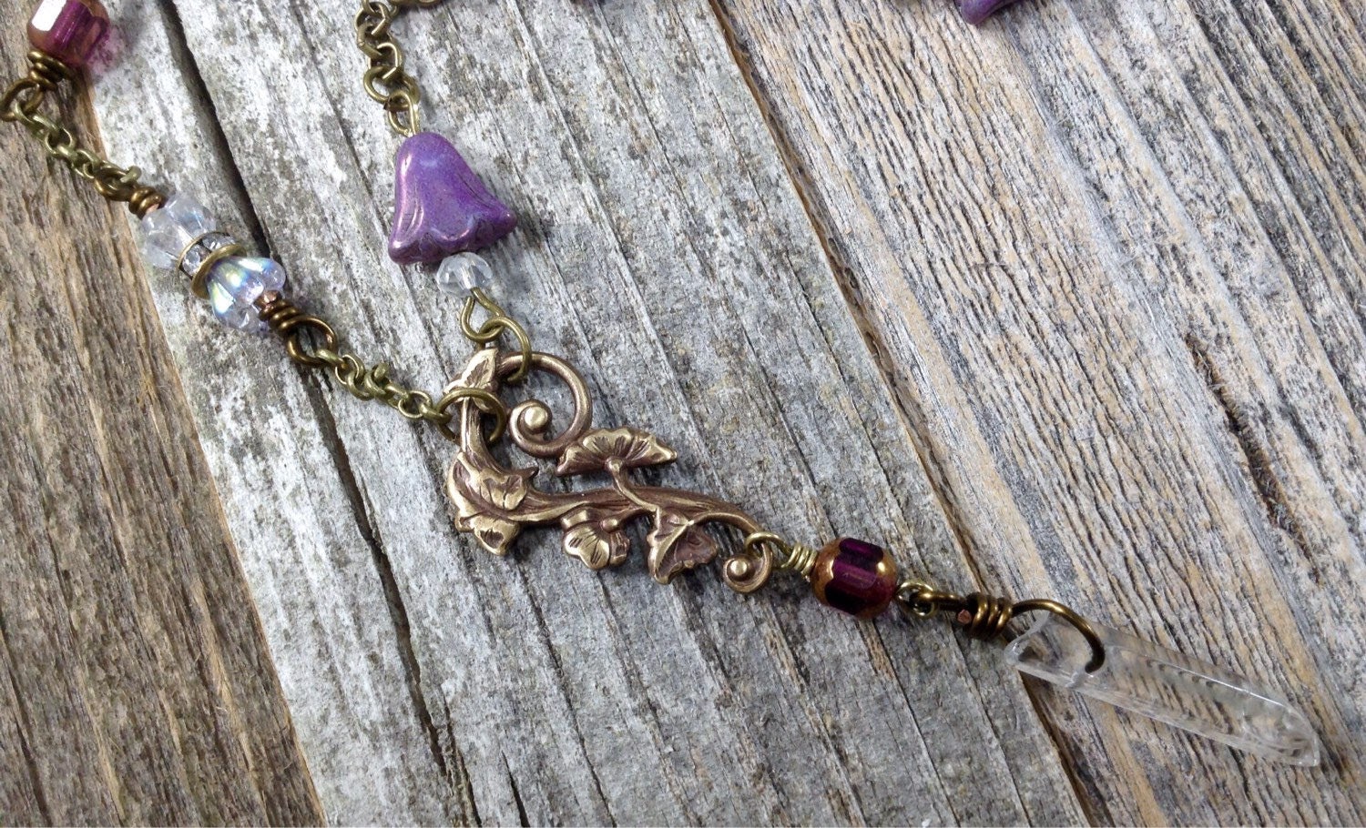 Art Nouveau Antique Brass and Purple Choker Necklace | Etsy