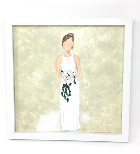 Custom Bride Portrait/Original Acrylic Painting/Wedding Day Portrait