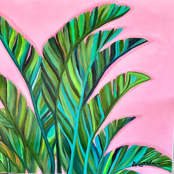 Original Painting, Original Palm Painting, Wall Art, Hand Painted in the US, Pink Art, Desert Art, Any Size