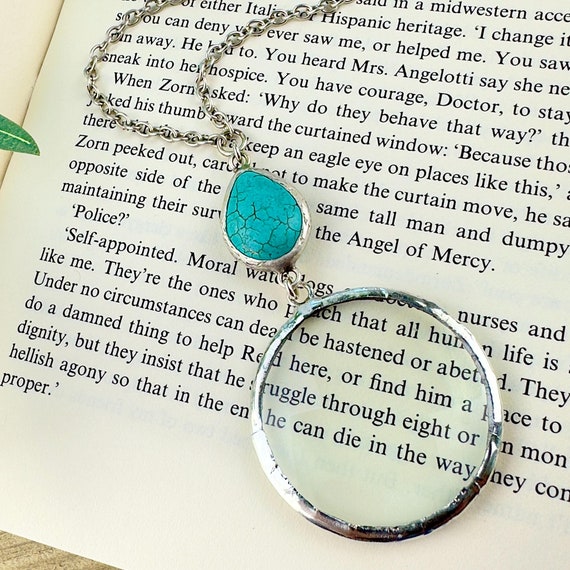 925 Silver Magnifying Glass Necklace, Silver Monocle Necklace, Made in the USA
