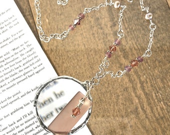 Magnifying Glass Necklace, Silver Monocle Necklace, Made In USA