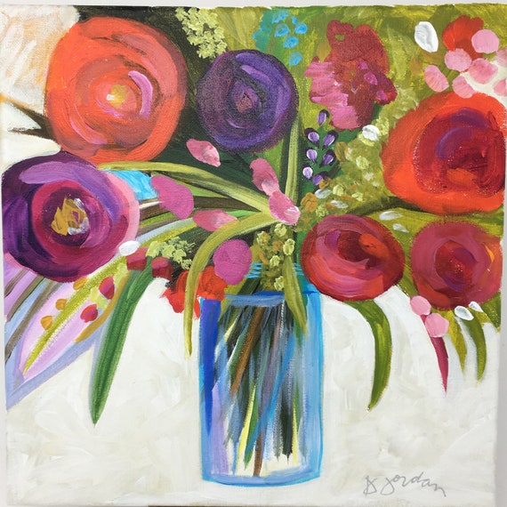 Original Painting, Original Floral Painting, Large Art, Hand Painted in the US, Any Size