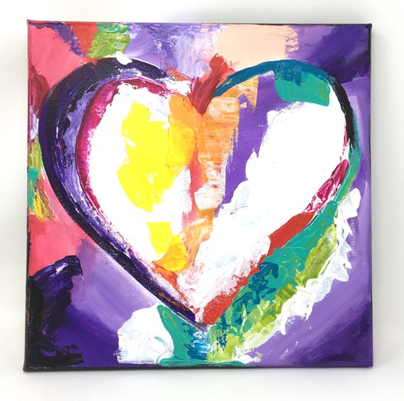 Original Painting, Abstract Heart, Wall Art, Hand Painted in US, Any Size