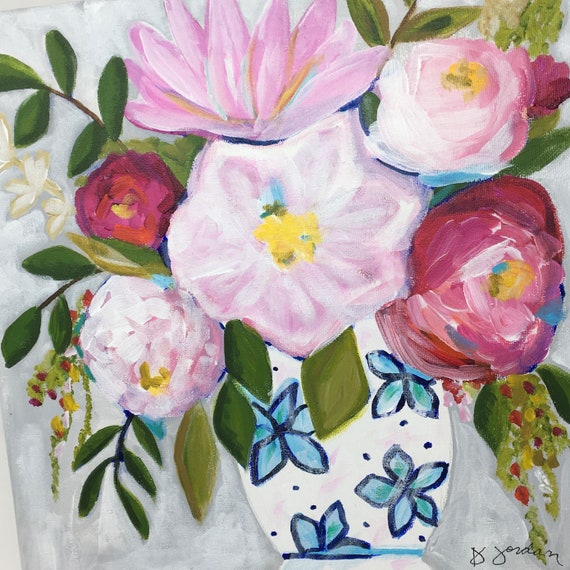 Original Painting, Original Floral Painting, Wall Art, Hand Painted in US, Any Size