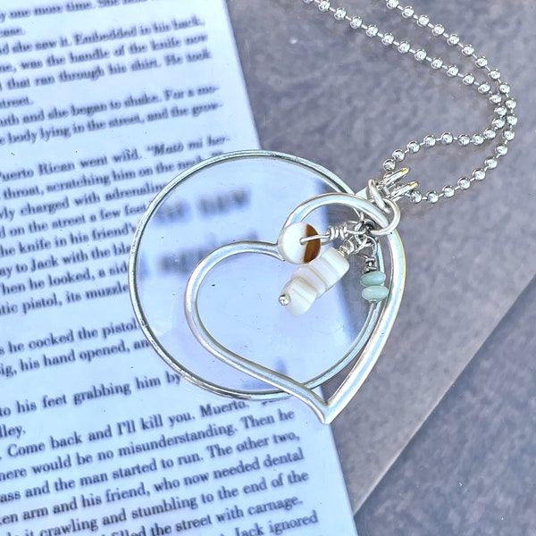 Magnifying Glass Necklace, Silver Monocle Necklace, Made In USA