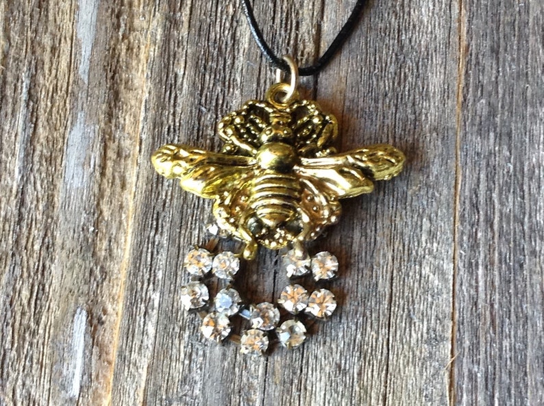 Bumble Bee and Rhinestone Necklace