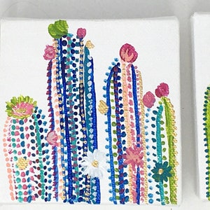 Original Cactus Painting Set: Hand-Painted Desert Art