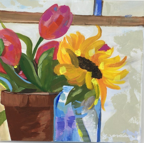 Original Painting, Original Sunflower Painting, Large Art, Hand Painted in US, Any Size