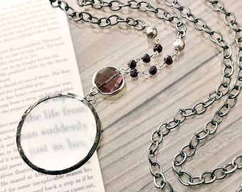 Magnifying Glass Necklace, Monocle Necklace, Made in the the USA