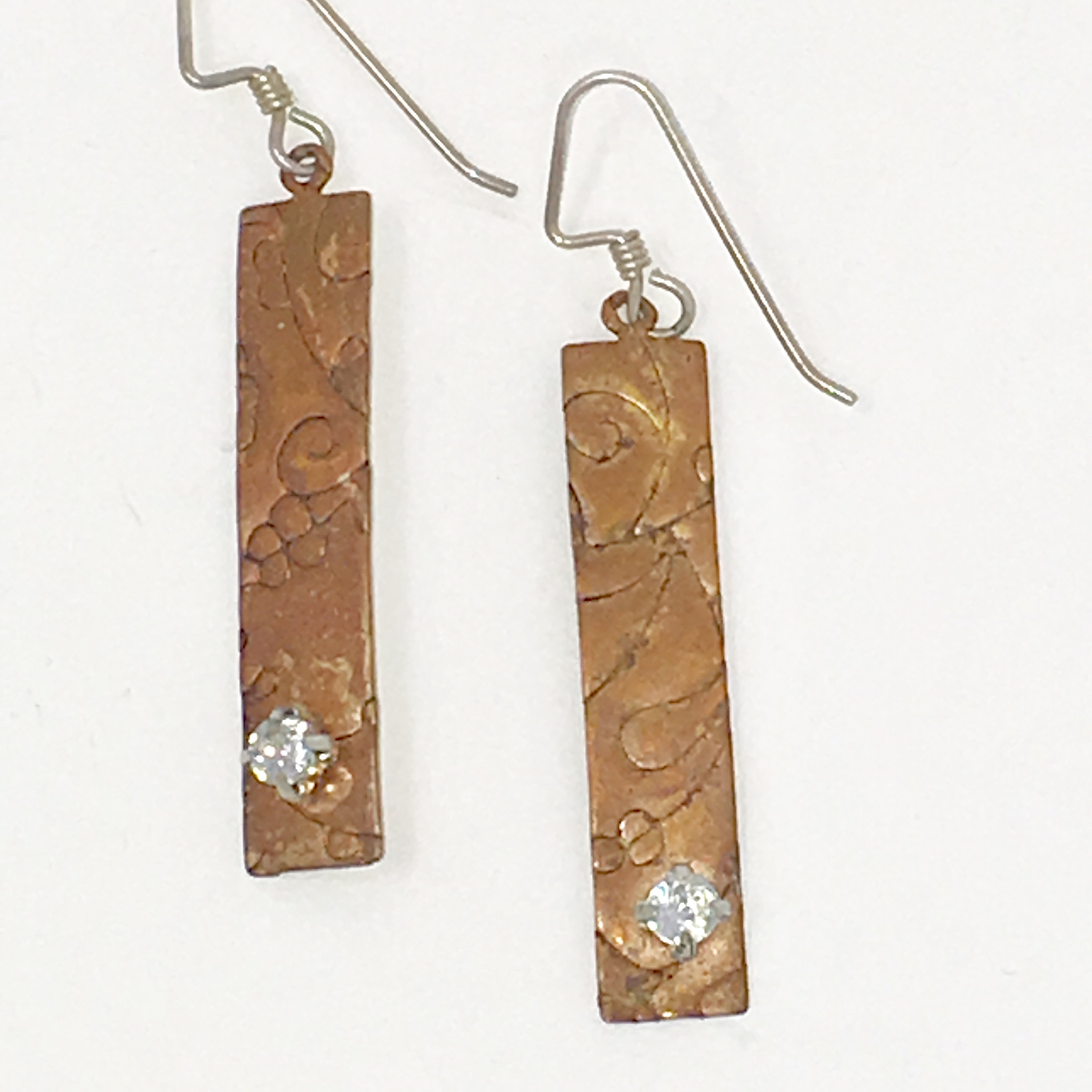 Copper Etched Rhinestone Earrings