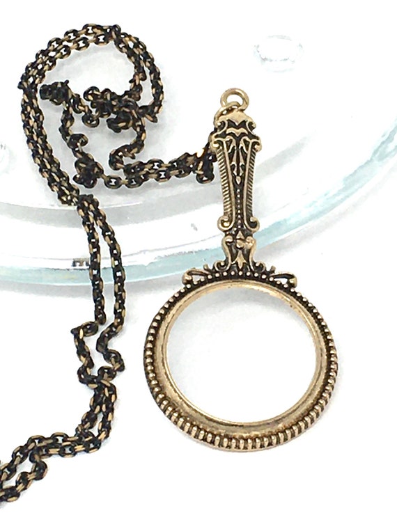 Magnifying Glass Necklace, Gold Monocle Necklace, Made In USA