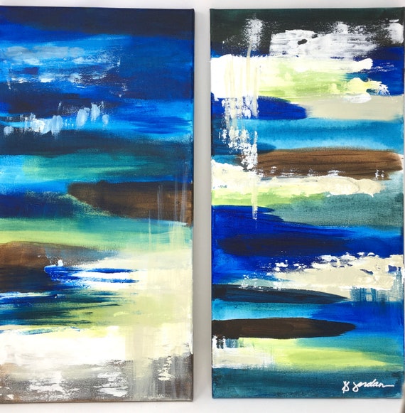 Original Painting Set, Abstract Paintings, Wall Art, Hand Painted in US, Any Size