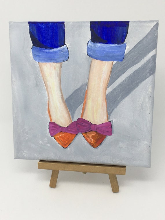 Original Painting, Large Art, Hand Painted in US, Shoe Painting, Any Size