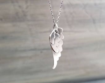 Little Angel Wing Necklace ~ inspirational jewelry, guardian angel, protection, love, faith, sterling silver