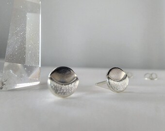 Moon sliver studs ~ small, minimalist, handmade in sterling silver